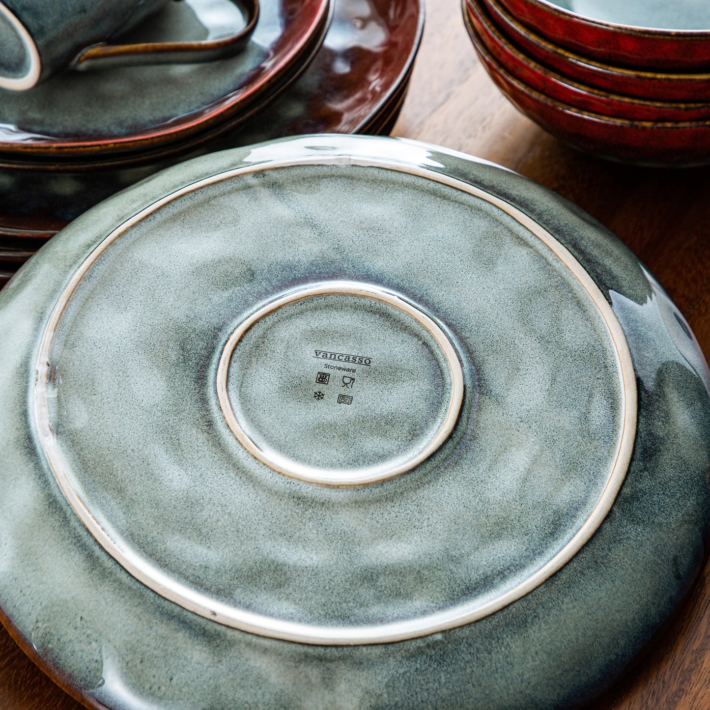 vancasso 16/32/48 Piece Starry Dinner Set,Kiln Change Glaze Tableware Dinner Service with Dinner Plate,Dessert Plate,Bowl,Mug