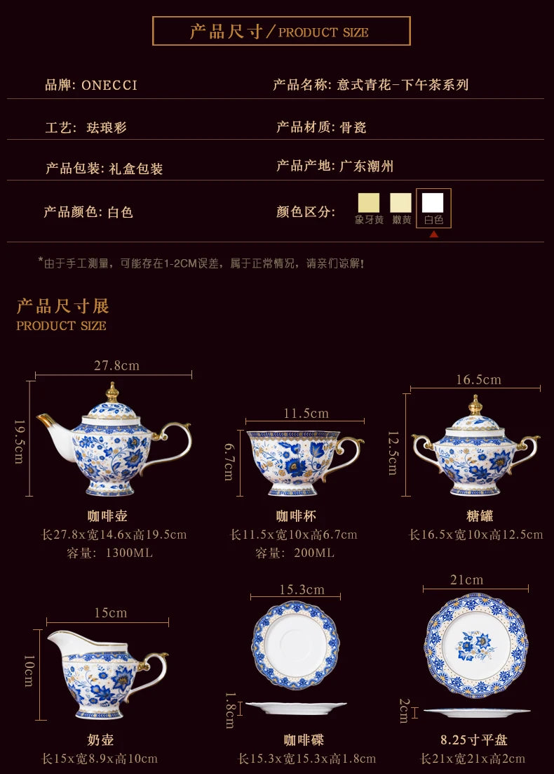 English Bone China Coffee Cup Set European tea set ceramic afternoon flower tea cup plate Italian black tea home American