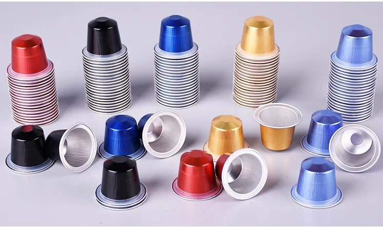 1000PCS Refillable Disposable Pods Nespresso Coffee Capsule Filter Cups with Non-sticker Aluminum Lids for Espresso Machine 37mm