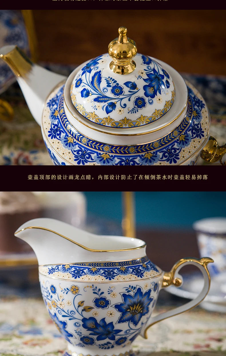 English Bone China Coffee Cup Set European tea set ceramic afternoon flower tea cup plate Italian black tea home American