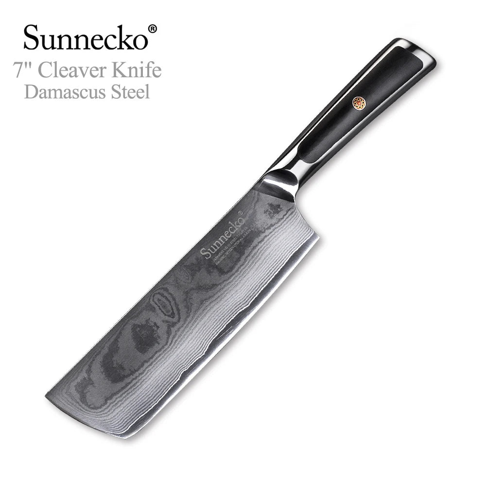 Sunnecko 1-8PCS/Set Chef's Knives 73 Layers VG10 Damascus Steel Japanese Slicing Knife Utility Paring Cleaver Cutting Knife