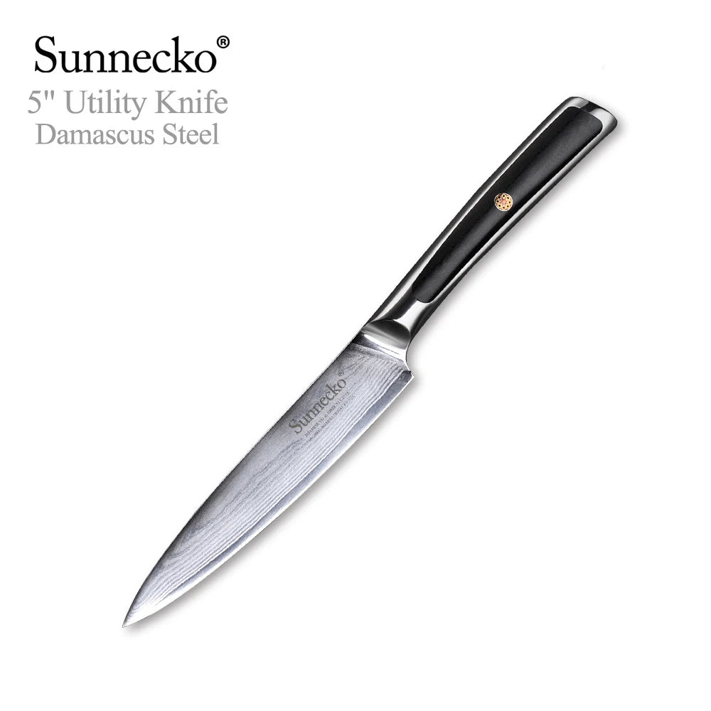 Sunnecko 1-8PCS/Set Chef's Knives 73 Layers VG10 Damascus Steel Japanese Slicing Knife Utility Paring Cleaver Cutting Knife