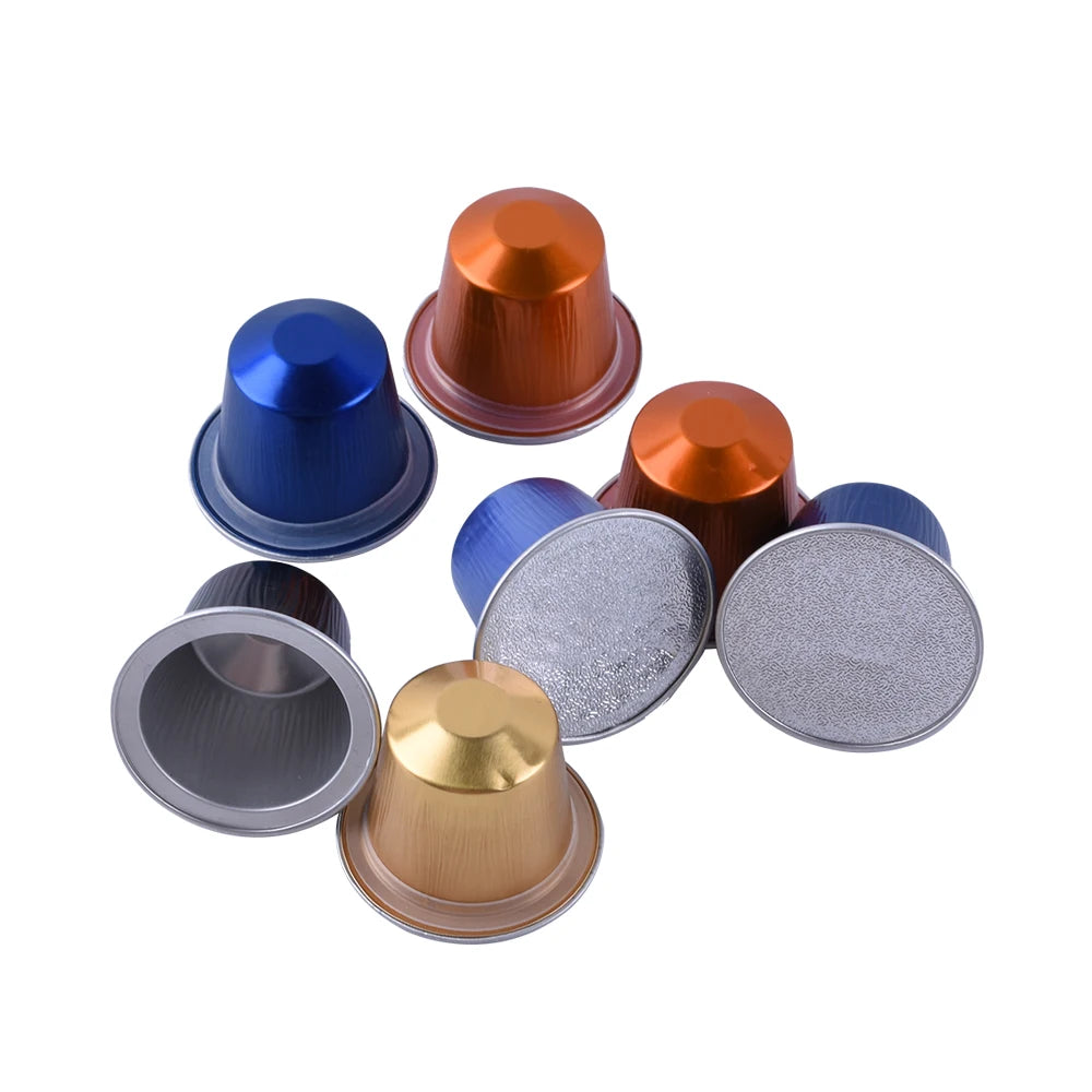 1000PCS Refillable Disposable Pods Nespresso Coffee Capsule Filter Cups with Non-sticker Aluminum Lids for Espresso Machine 37mm
