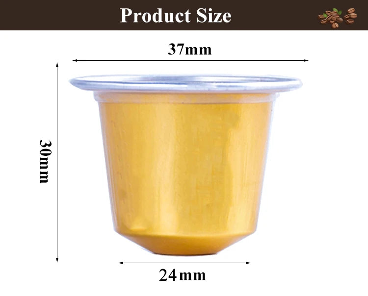 1000PCS Refillable Disposable Pods Nespresso Coffee Capsule Filter Cups with Non-sticker Aluminum Lids for Espresso Machine 37mm