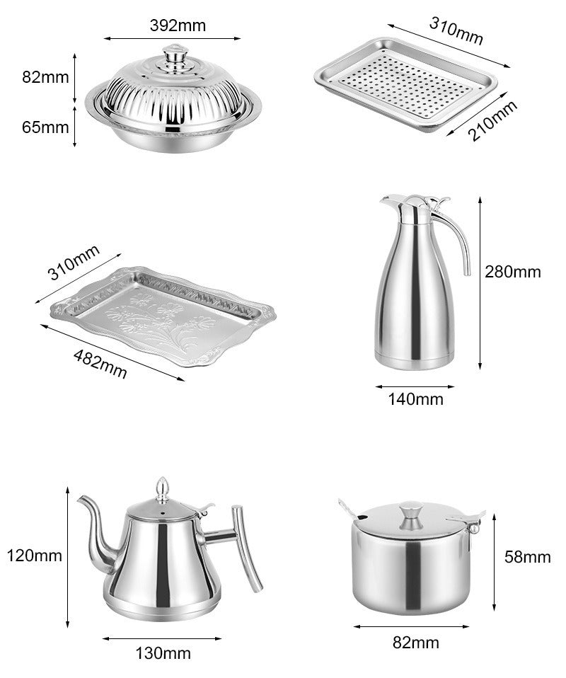 3/4/6/21/28PCS Double-Deck Stainless Steel Silver Pots Sets Cuisine Lunchboxes Food Container Heat Preservation Insulation Box