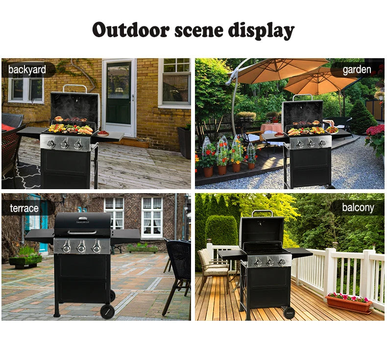 3-burner classic American gas barbecue stove
