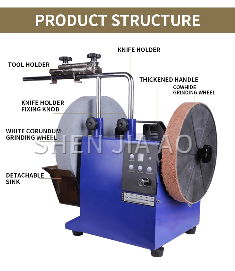 Water-cooled Knife Sharpener Wet and Dry Dual-use 200 mesh/500 mesh Open-edge Electric Desktop Grinder Kitchen Knife Scissors Sh