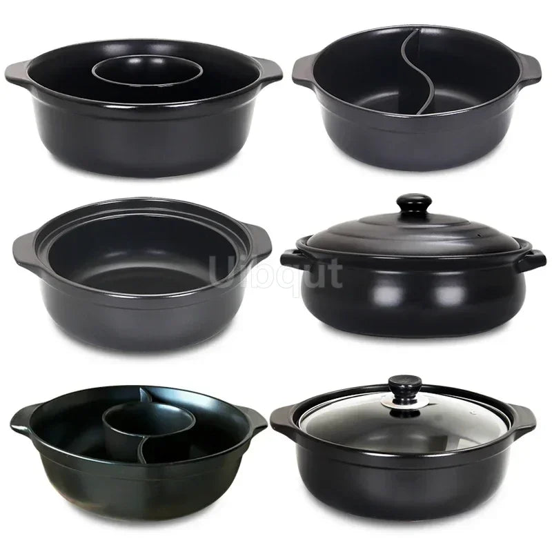 High temperature resistant ceramic casserole two-flavor hot pot Commercial electric ceramic stove hot pot Stew pot Casserole
