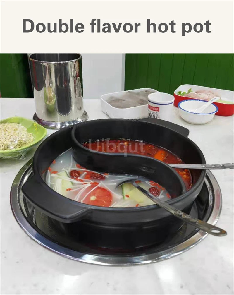 High temperature resistant ceramic casserole two-flavor hot pot Commercial electric ceramic stove hot pot Stew pot Casserole