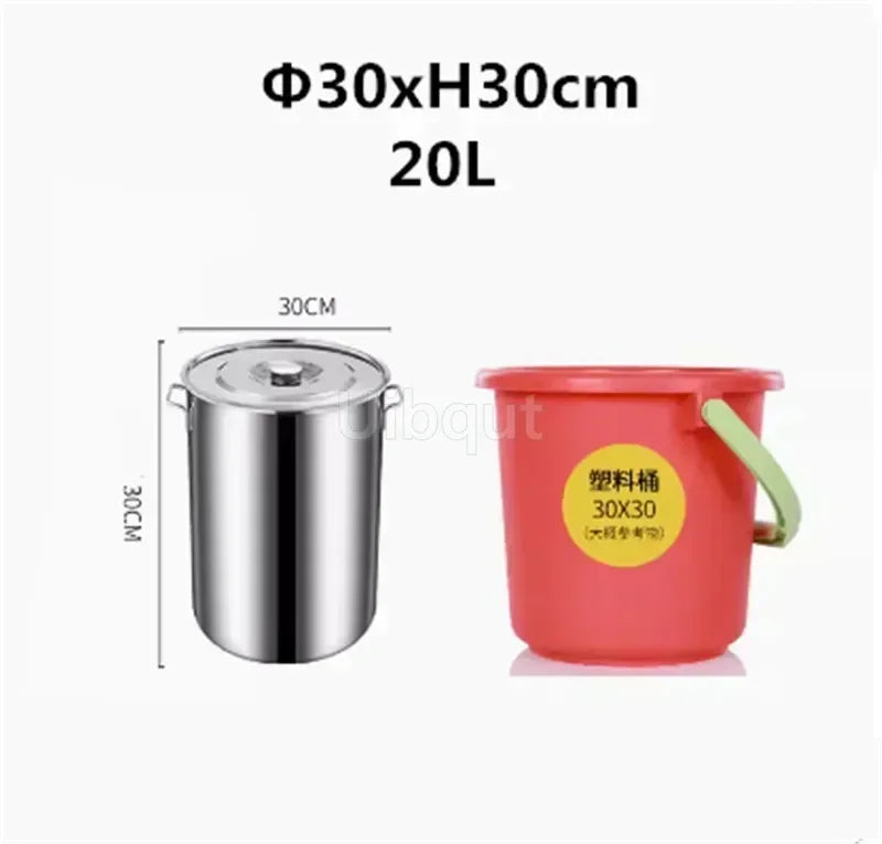 large Stainless steel thick Soup pot with handle lid big pot bucket pail water barrel household chef used kitchen cooking pots