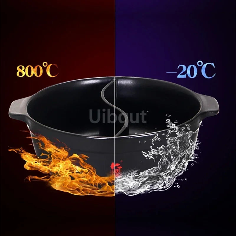 High temperature resistant ceramic casserole two-flavor hot pot Commercial electric ceramic stove hot pot Stew pot Casserole
