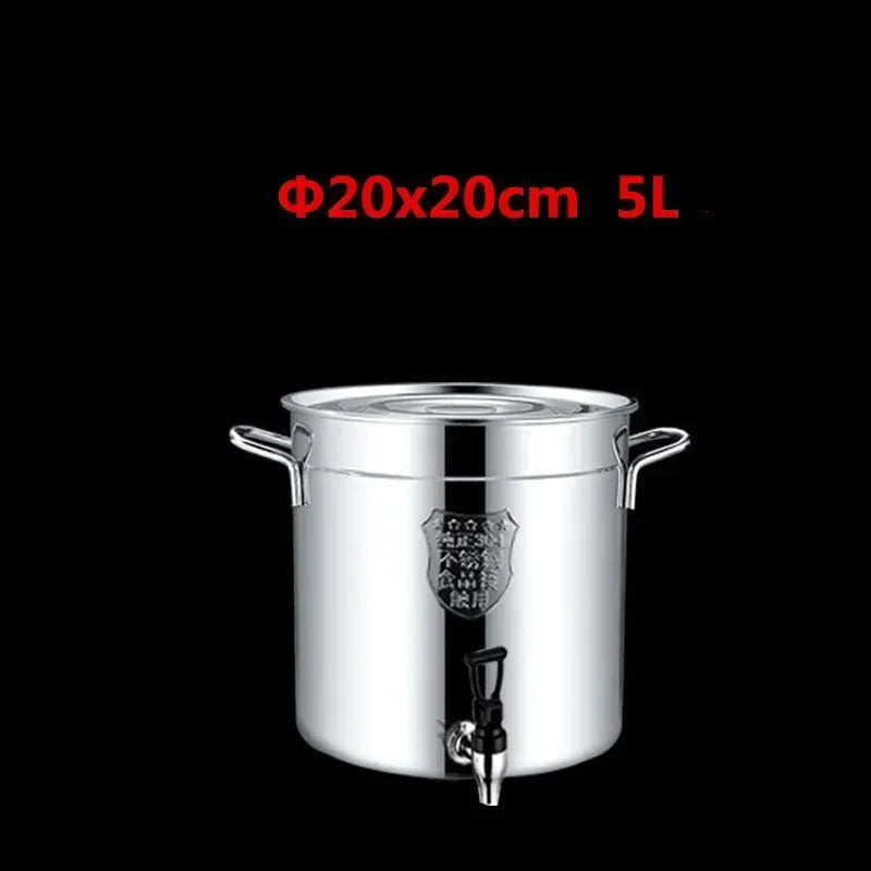 304 stainless steel pot faucet dispenser Large big capacity water storage bucket barrel soup bucket with lid soup pot cookware