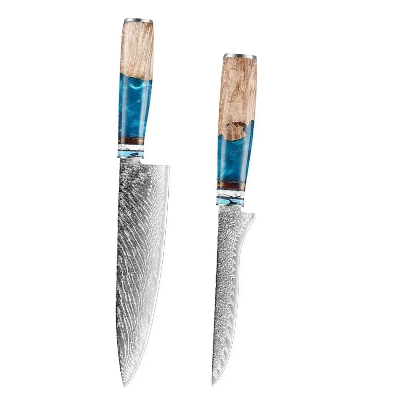 1-10pcs Japanese Santoku Knife Sharp Meat Cleaver Damascus Kitchen Knives Set Meat Cutting Chef Knife Fruit Knife Cooking Tools