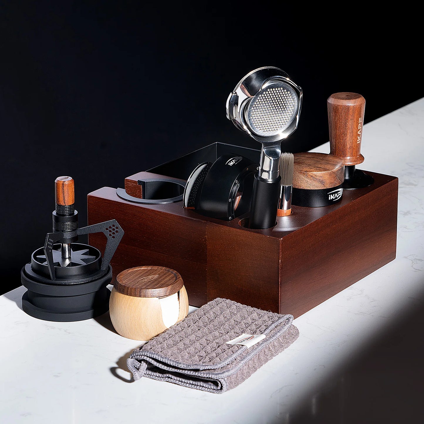 IKAPE Espresso products Wooden set, Coffee Tool Set with V5 Know Box, Coffee Utensils Gift Set for Baristas