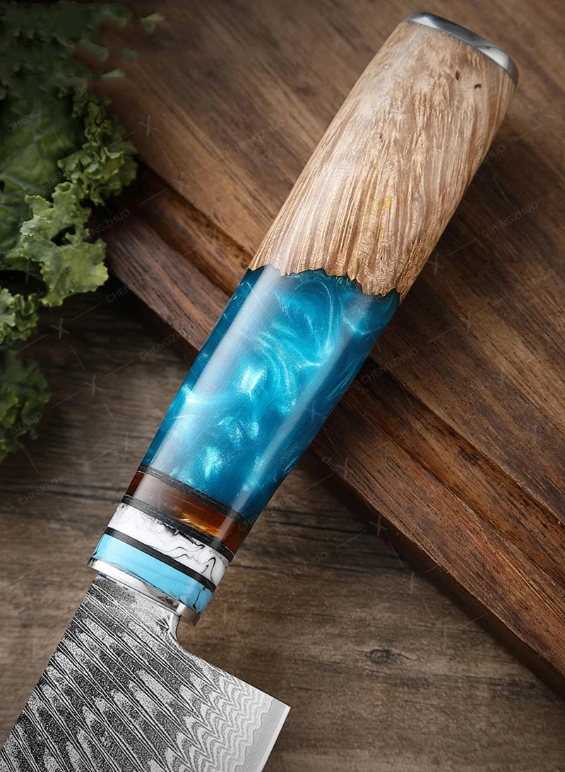 1-10pcs Japanese Santoku Knife Sharp Meat Cleaver Damascus Kitchen Knives Set Meat Cutting Chef Knife Fruit Knife Cooking Tools