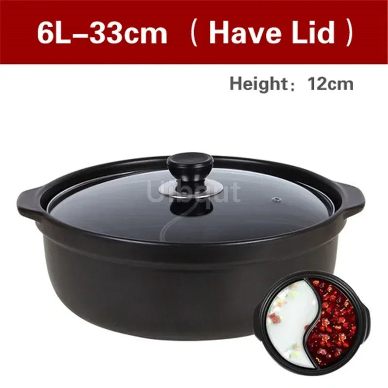 High temperature resistant ceramic casserole two-flavor hot pot Commercial electric ceramic stove hot pot Stew pot Casserole