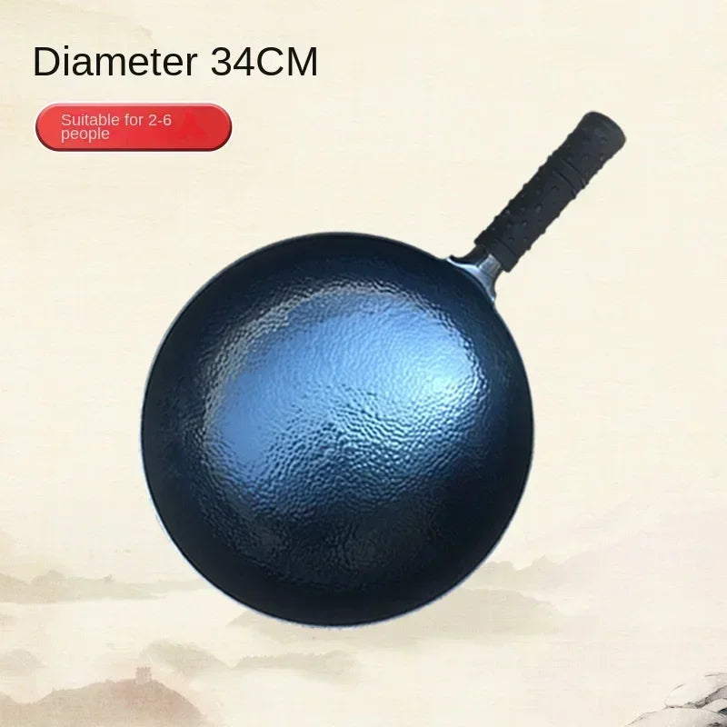 Zhangqiu Iron Pan Hand-Forged Household Wok Uncoated Scale Wok Non-Stick Pan Old Fashioned Wok Wholesale