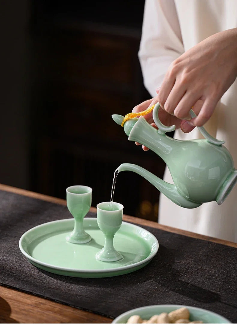 Chinese style wine divider ceramic retro wine jug 20ml goblet antique invitation wine jug set gift box set