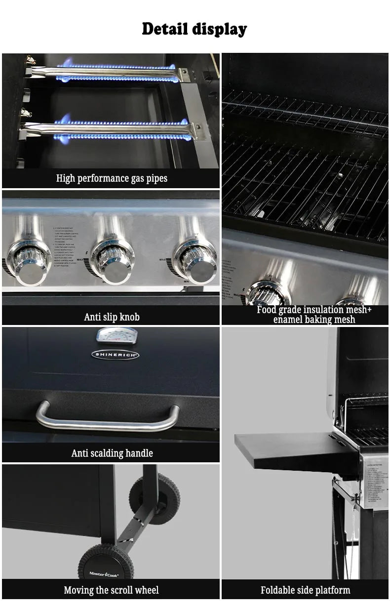 3-burner classic American gas barbecue stove
