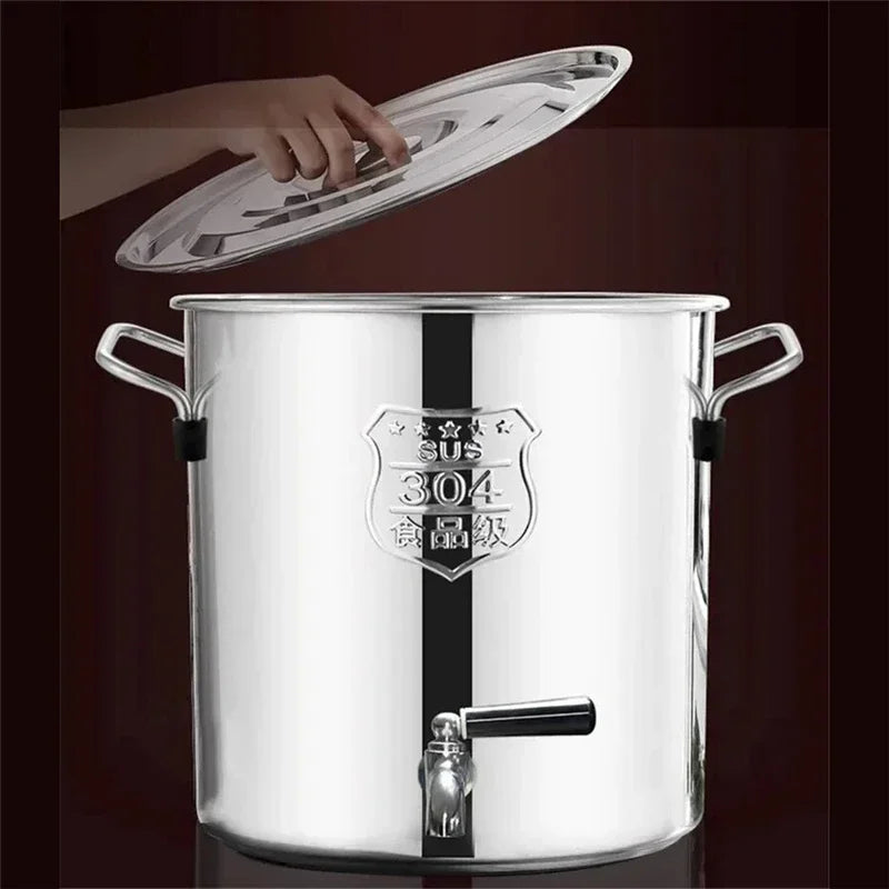 304 stainless steel pot faucet dispenser Large big capacity water storage bucket barrel soup bucket with lid soup pot cookware