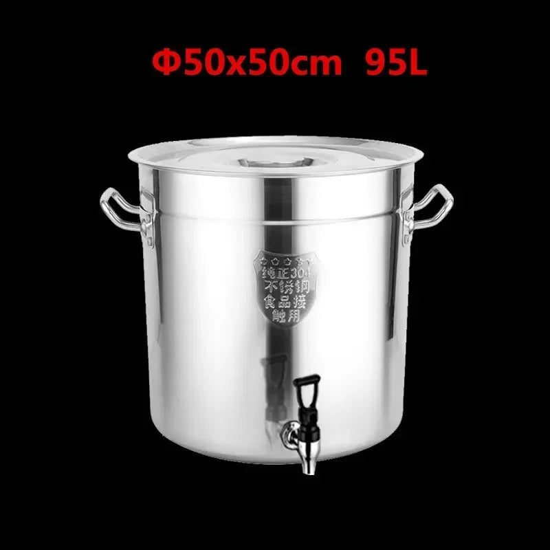 304 stainless steel pot faucet dispenser Large big capacity water storage bucket barrel soup bucket with lid soup pot cookware
