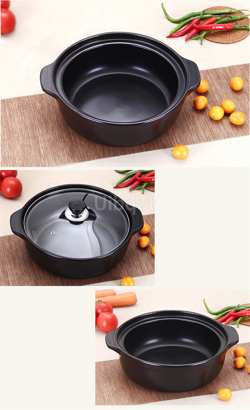 High temperature resistant ceramic casserole two-flavor hot pot Commercial electric ceramic stove hot pot Stew pot Casserole