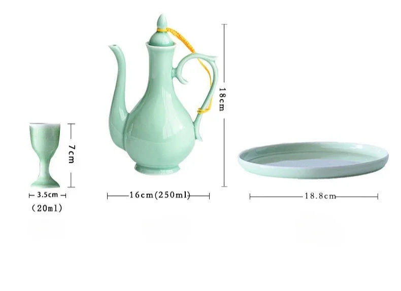 Chinese style wine divider ceramic retro wine jug 20ml goblet antique invitation wine jug set gift box set