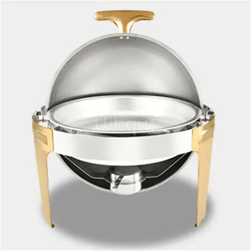 6L9L ellipse Food Warmer Stove Round Flip-Top Visual Buffet Stove Restaurant Stainless Steel Self-Service Tableware chafing dish