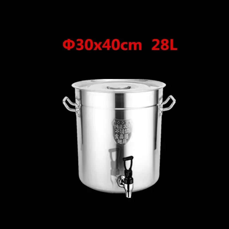 304 stainless steel pot faucet dispenser Large big capacity water storage bucket barrel soup bucket with lid soup pot cookware