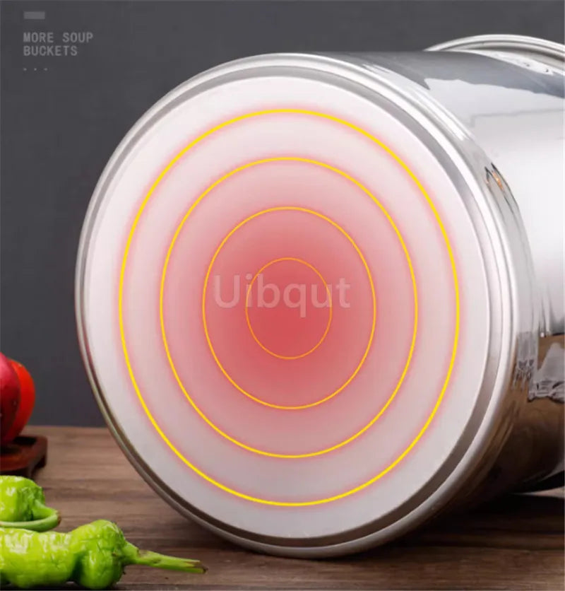 large Stainless steel thick Soup pot with handle lid big pot bucket pail water barrel household chef used kitchen cooking pots