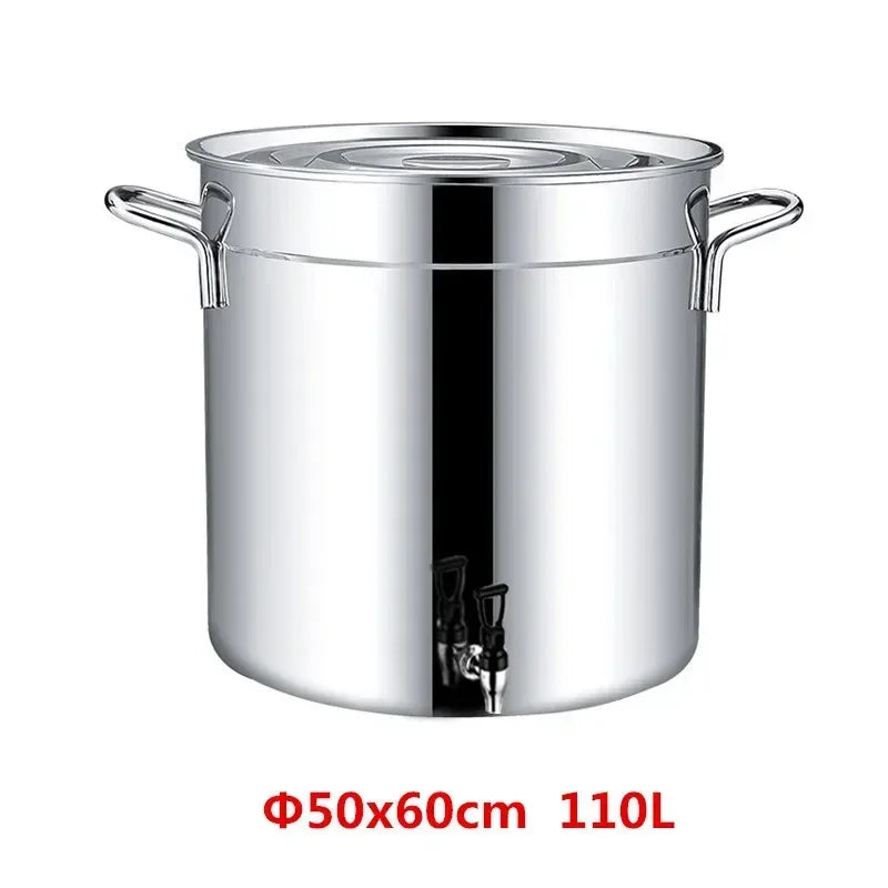 304 stainless steel pot faucet dispenser Large big capacity water storage bucket barrel soup bucket with lid soup pot cookware