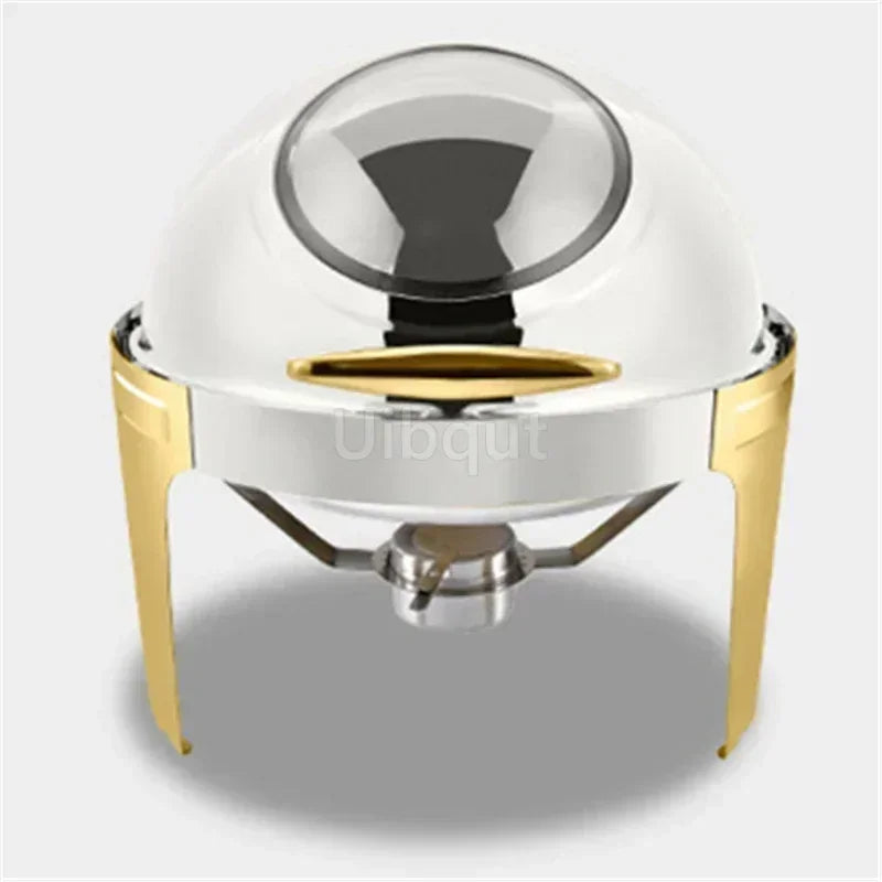6L9L ellipse Food Warmer Stove Round Flip-Top Visual Buffet Stove Restaurant Stainless Steel Self-Service Tableware chafing dish
