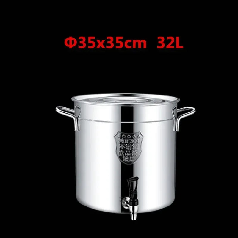 304 stainless steel pot faucet dispenser Large big capacity water storage bucket barrel soup bucket with lid soup pot cookware