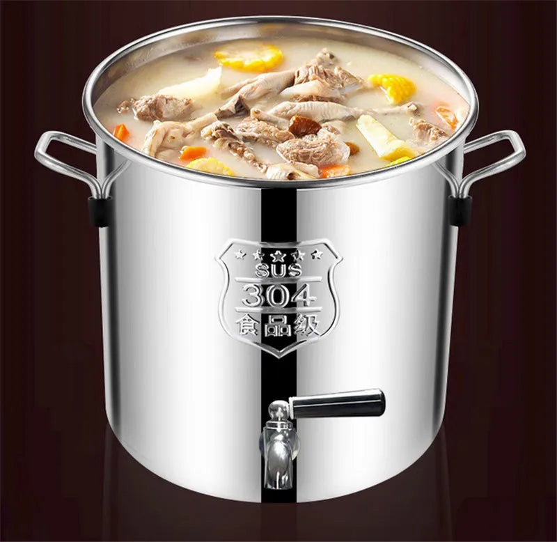 304 stainless steel pot faucet dispenser Large big capacity water storage bucket barrel soup bucket with lid soup pot cookware