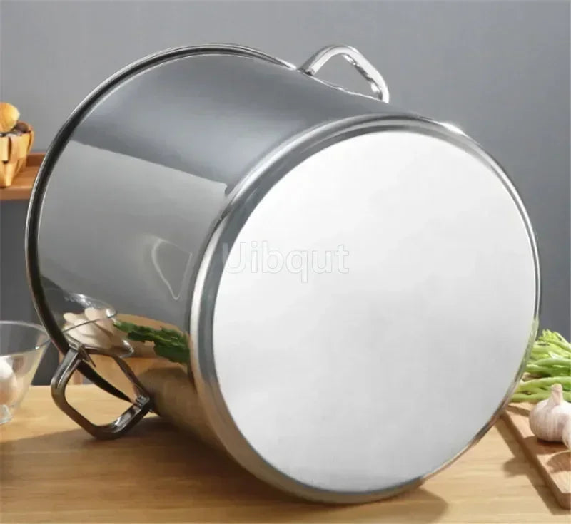 large Stainless steel thick Soup pot with handle lid big pot bucket pail water barrel household chef used kitchen cooking pots