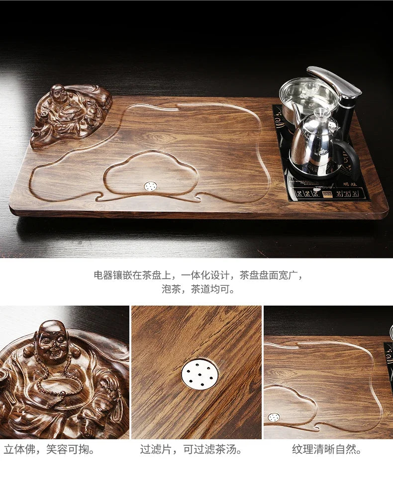 Solid Wood Tea Tray Purple Sand Kung Fu Tea Set Home Induction Cooker Drinkware Tazas De Te Coffeeware Teawar