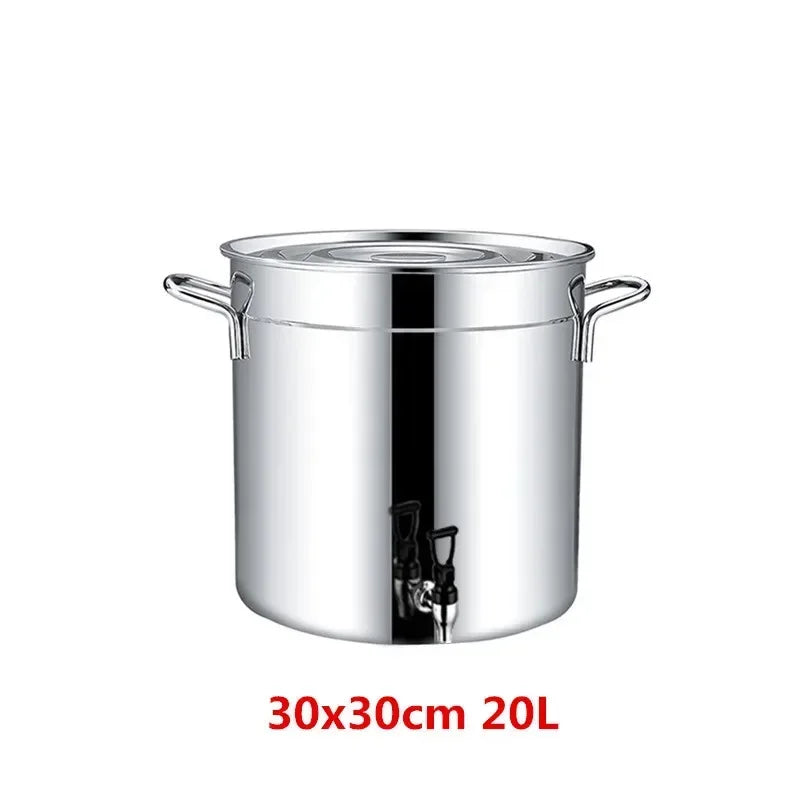 304 stainless steel pot faucet dispenser Large big capacity water storage bucket barrel soup bucket with lid soup pot cookware