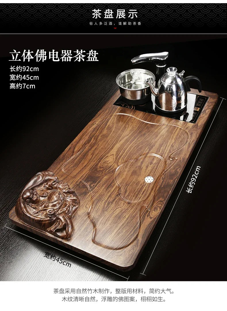 Solid Wood Tea Tray Purple Sand Kung Fu Tea Set Home Induction Cooker Drinkware Tazas De Te Coffeeware Teawar