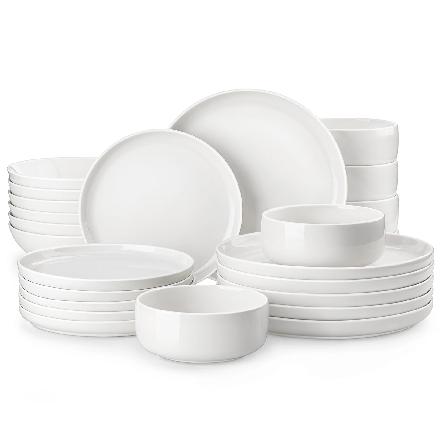 MALACASA 24 Piece Ceramic Plates White Dinnerware Set with 6 Pcs Dinner/Dessert Plates/Soup/Bowl Tableware Set Service for 6