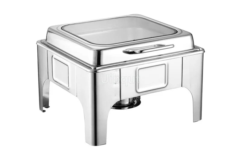 6L9L ellipse Food Warmer Stove Round Flip-Top Visual Buffet Stove Restaurant Stainless Steel Self-Service Tableware chafing dish