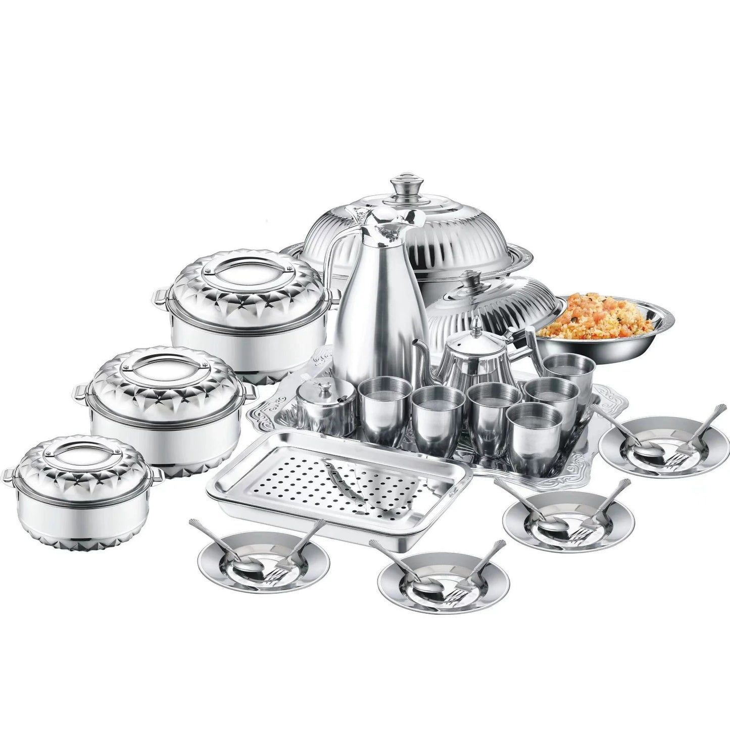 3/4/6/21/28PCS Double-Deck Stainless Steel Silver Pots Sets Cuisine Lunchboxes Food Container Heat Preservation Insulation Box