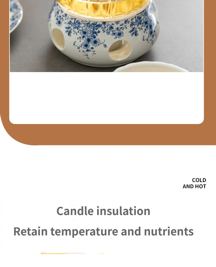 Ceramic tea set Garden style English style afternoon tea retro flower tea teapot can be heated blue and white cup saucer pot set