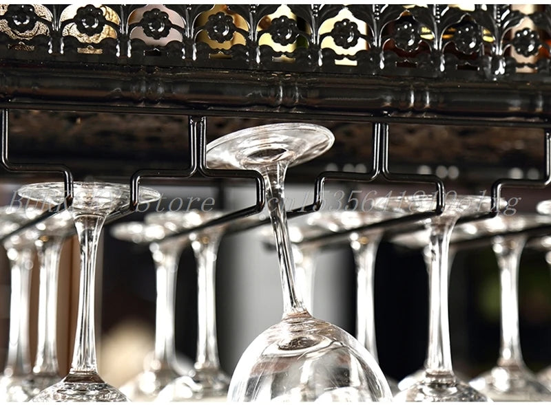 Metal Wine Glass Rack Upside Down Ceiling Hanging Goblet Glass Cup Holder Hanger Storage Home Bar Pub Wine Shelf Rack Organizer