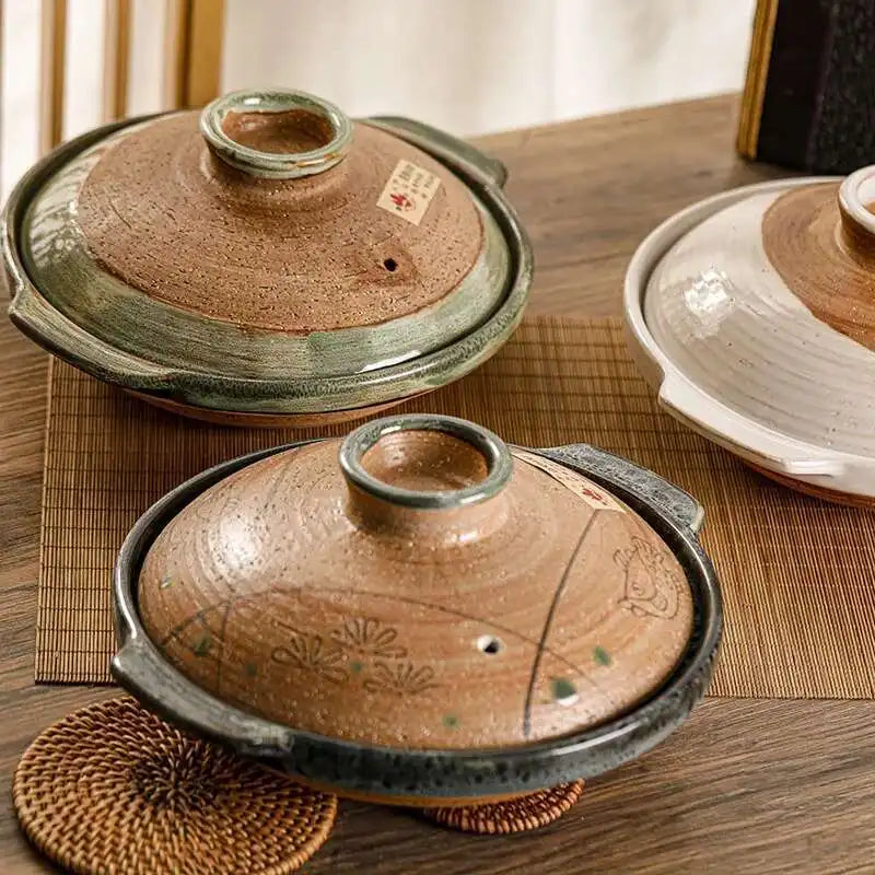 Japanese Clay Casserole Stew Pot Domestic Gas Casserole Soup Pot Open Fire Shallow Pot Ceramic Rice Cooking Pan For Gas Stove