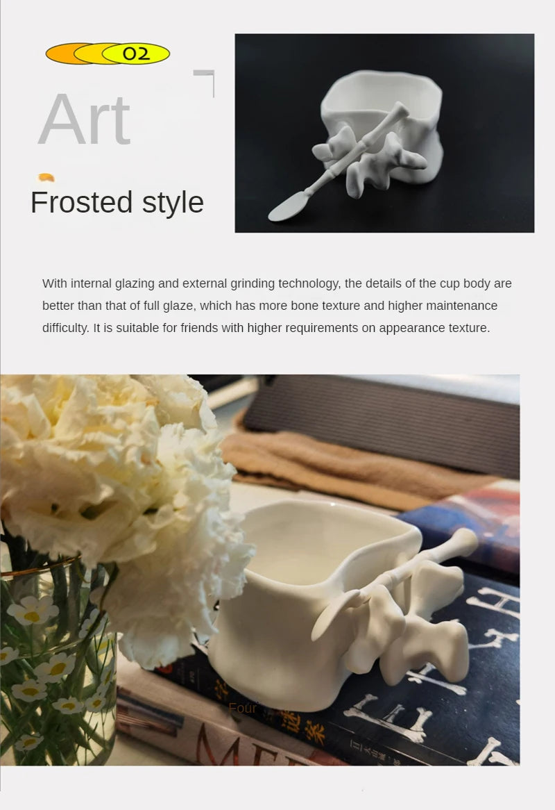 TingKe-Nordic Ins Style Creative Spine Shape Combination Ceramic Coffee Cup, Water Cup, Funny Orthopedic Doctor Gift, Bone Mug