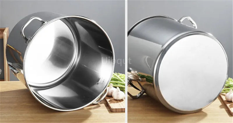 large Stainless steel thick Soup pot with handle lid big pot bucket pail water barrel household chef used kitchen cooking pots