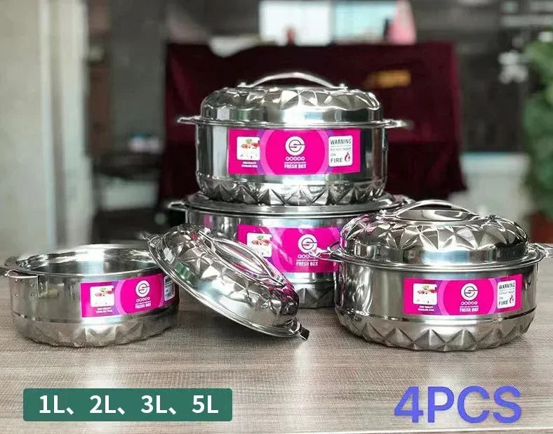 3/4/6/21/28PCS Double-Deck Stainless Steel Silver Pots Sets Cuisine Lunchboxes Food Container Heat Preservation Insulation Box