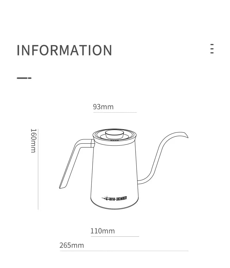 MHW-3BOMBER Smart Electric Coffee Kettle Precise Temperature Control Gooseneck Kettles Pour Over Coffee Home Barista Accessories