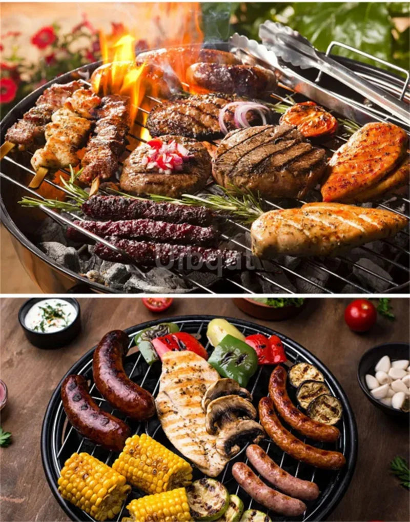 Stainless Steel 304 Food Grade 18-60CM ROUND BBQ Charcoal Grate Barbecue Grill Wire Grid Mesh Net with Two handles mesh net