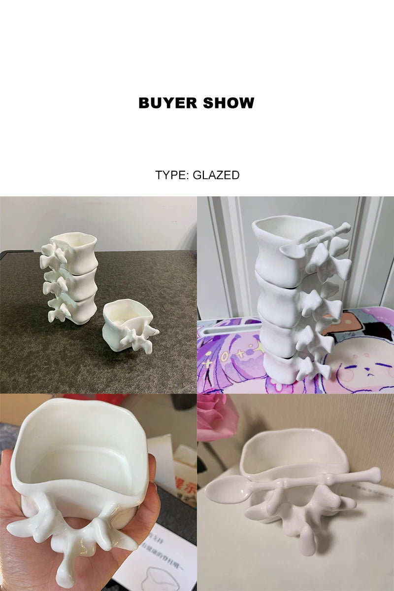 TingKe-Nordic Ins Style Creative Spine Shape Combination Ceramic Coffee Cup, Water Cup, Funny Orthopedic Doctor Gift, Bone Mug